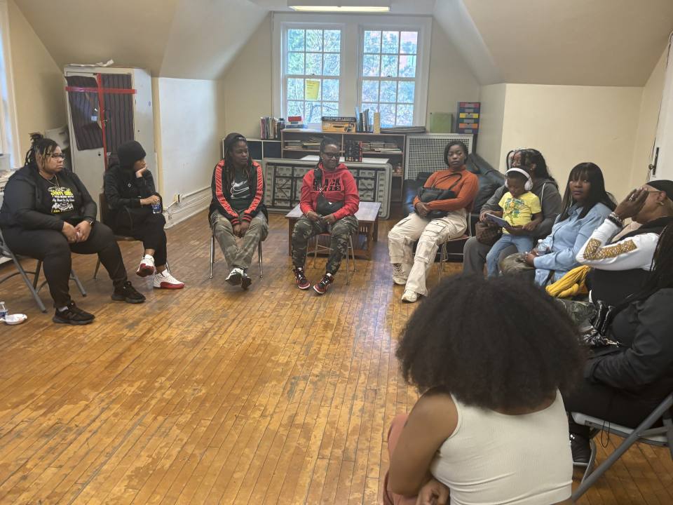 Group discussion in a room